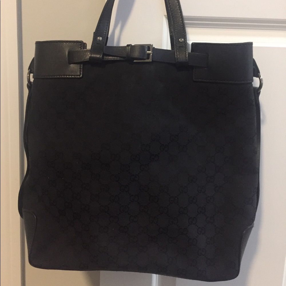 Authentic Gucci Black Leather Tote Laptop bag